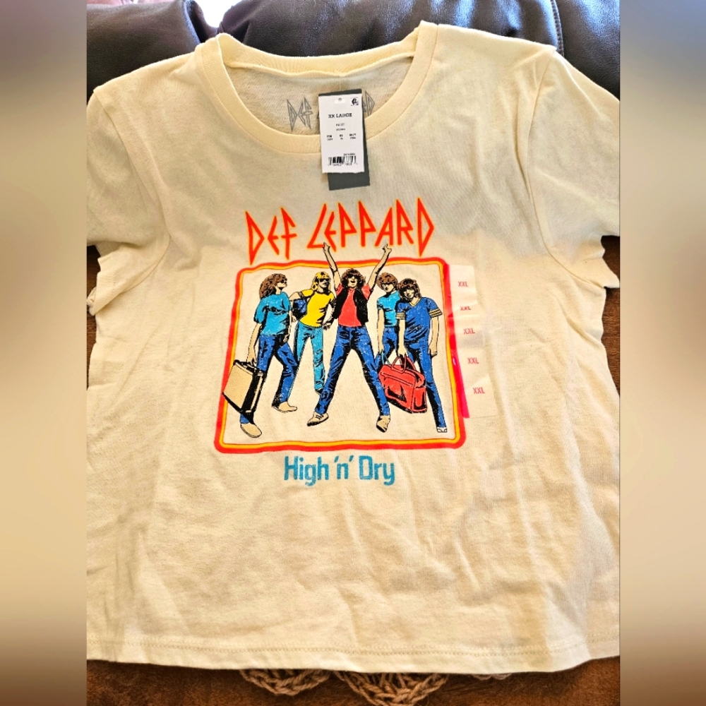 Def Leppard High 'n' Dry Short Sleeve Graphic Tee - Cream